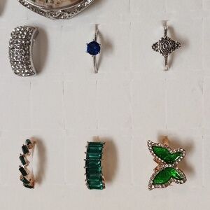 Size 6.5 Entire Collection of Elegant Silver and Green Jewelry Set